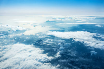 Aerial view of cloudscape over sea