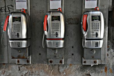Close-up of telephone booth