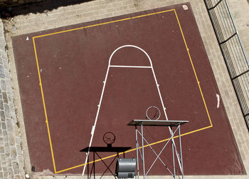 High angle view of basketball hoops