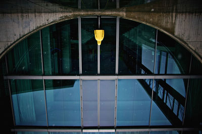 Reflection of building on wet window