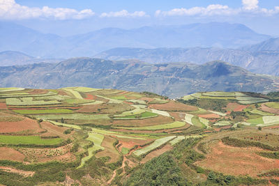 High angle view of mountain range