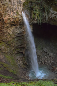 View of waterfall in forest