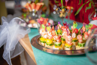 Close-up of dessert in plate on table