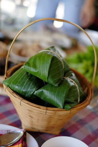 High angle view of potted plant on table