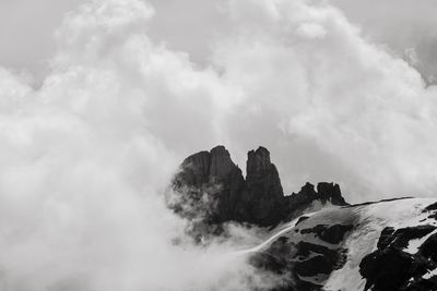 Rock formations in sea against sky