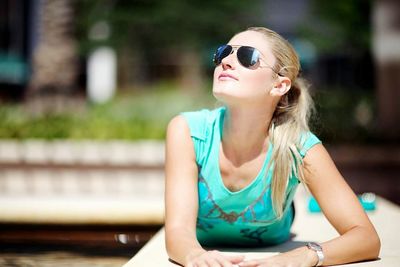 Woman wearing sunglasses