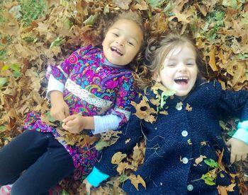 Portrait of happy girl playing