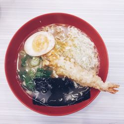 High angle view of food in bowl