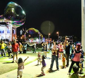 People enjoying at night