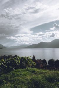 Scenic view of lake against sky