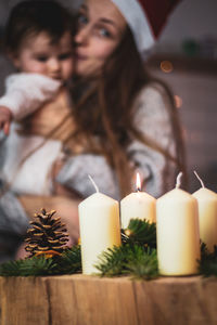 Self made diy advent wreath with candles