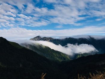 Scenic view of mountains against sky