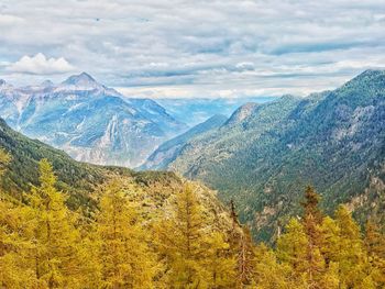 Scenic view of mountains against sky