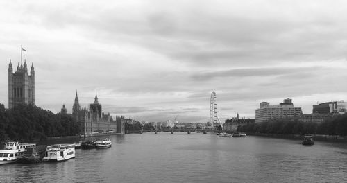 Serene london. london eye and houses of parliament