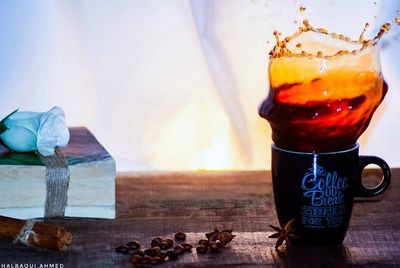 Close-up of coffee on table