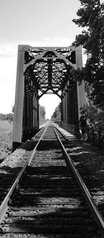 Railway bridge against clear sky