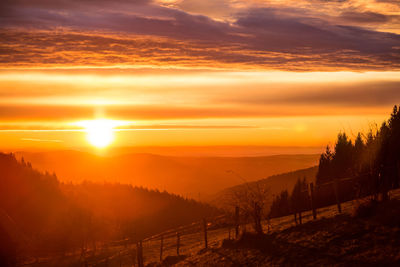 Scenic view of landscape against sky during sunset