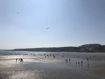 Low tide on south bay beach in scarborough, uk