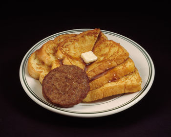 High angle view of breakfast served on table