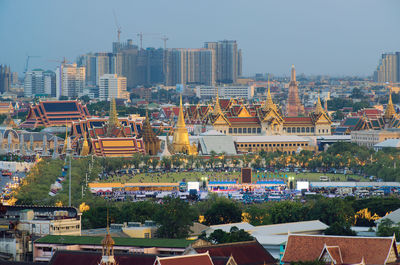 Cityscape against clear sky