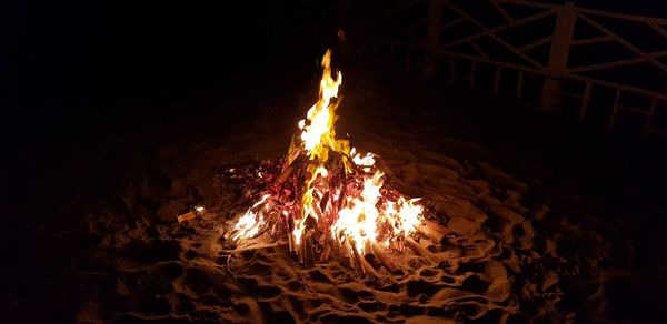 Close-up of bonfire at night