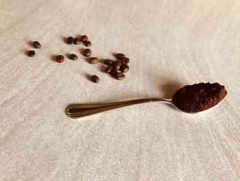 High angle view of breakfast on table