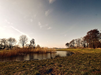 Scenic view of lake against sky