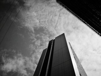 Low angle view of modern building against sky