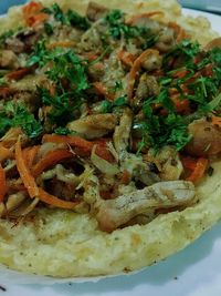 High angle view of food in plate