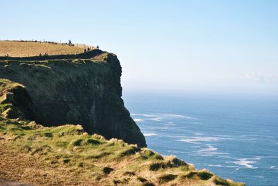 Scenic view of sea against clear sky