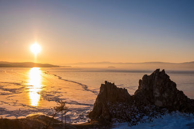 Scenic view of sea against sky during sunset