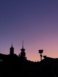 Silhouette of buildings against sky during sunset