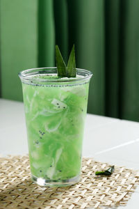 Es kuwut. traditional balinese fruit fresh drink, shredded melon and young coconut with basil seed