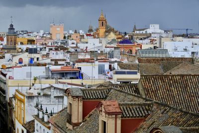 High angle view of cityscape against sky