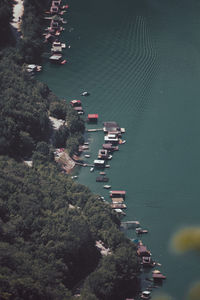 High angle view of boats in sea