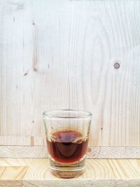 Close-up of coffee served on table