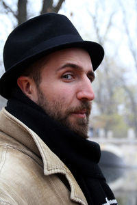 Portrait of mature man in snow