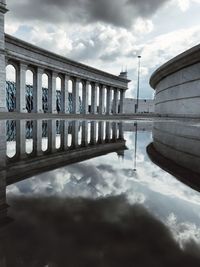 Reflection of buildings in lake