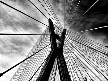 Low angle view of suspension bridge