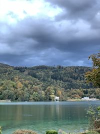 Scenic view of lake against sky