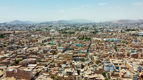 High angle view of townscape against sky