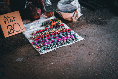 High angle view of fruits for sale in market