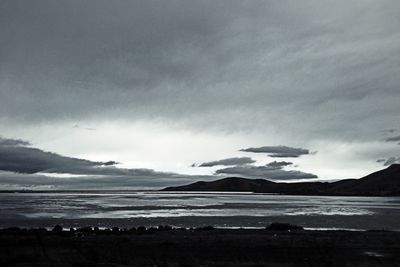 Scenic view of sea against cloudy sky