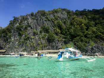 View of sailboat in sea