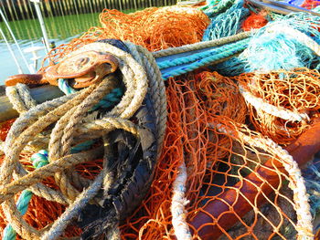 Close-up of rope tied on ropes