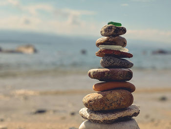 Stack of stones on beach