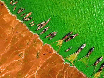 High angle view of leaf on beach