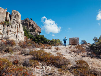 Scenic view of landscape against blue sky