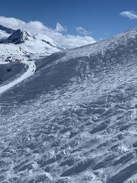 Scenic view of snowcapped mountains against sky at whistler blackcomb mountain 