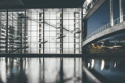 Reflection of buildings in city